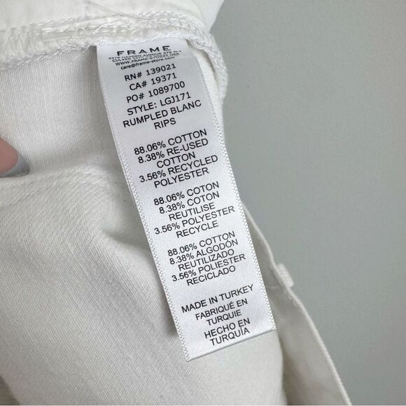 FRAME | NEW Le Garçon White Distressed Denim Jeans Women’s Size 26 - Picture 12 of 12